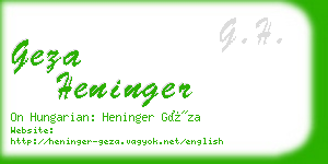 geza heninger business card